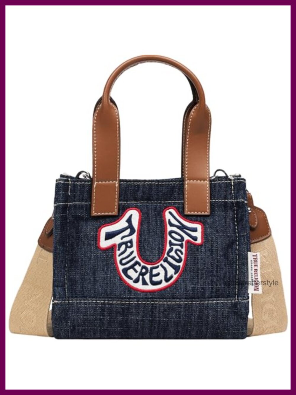 True Religion Retro Horseshoe Mini Tote Satchel with Strap